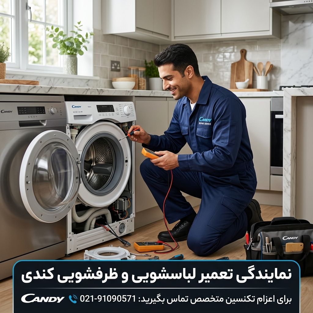 نمایندگی تعمیر ظرفشویی کندی در اسلامشهر؛ عیبیابی و تعمیر تخصصی ماشین ظرفشویی Candy، رفع مشکل نشستن آب، تمیز نشدن ظروف، تخلیه، آبگیری، نشتی، خشک نکردن، ارور، خرابی پمپ، شیر برقی و برد با اعزام تعمیرکار به محل.